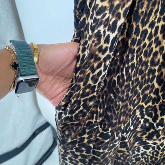 Zara Z1975 Leopard Print Babydoll Dress Women’s Small Button Front Long Sleeve - Picture 6 of 13